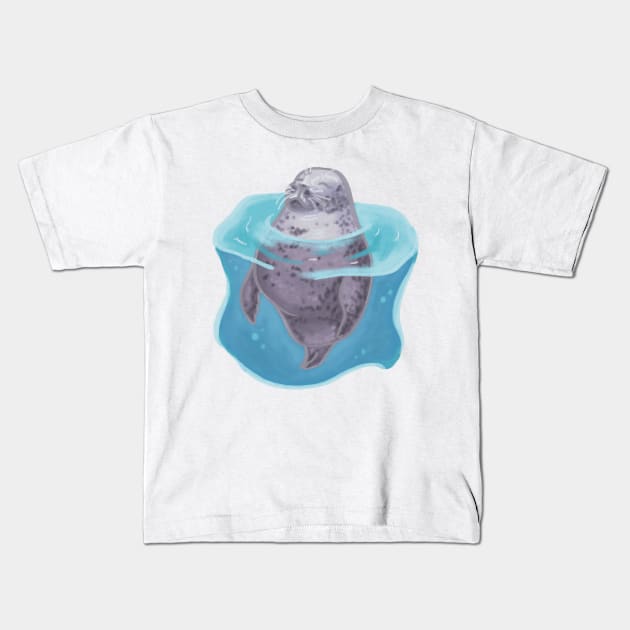 Silly Seal Vibing Kids T-Shirt by danyellysdoodles
